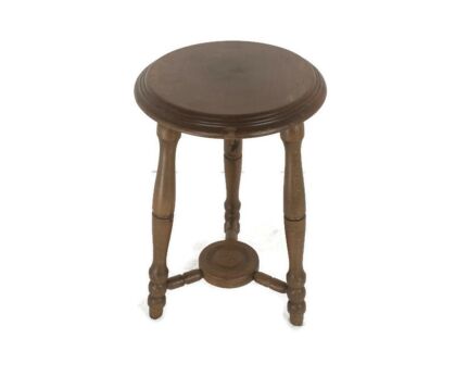 Vintage Wooden Side Wine Table Pedestal Plant Stand Milking Stool Two Tier Country style  