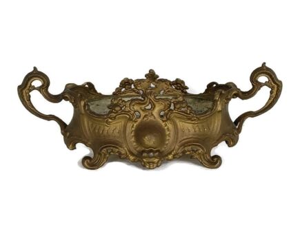 Art Nouveau French Planter Jardinière Ornate Embossed Centerpiece Gothic Style