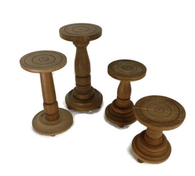 set of 4 hand carved wooden pedestals plant stands side tables vintage