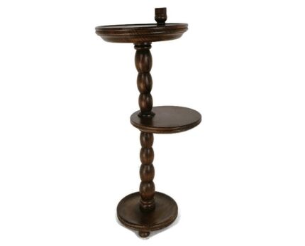 Pedestal Plant stand Side Occasional table two tier vintage modernist barn country style hobnails