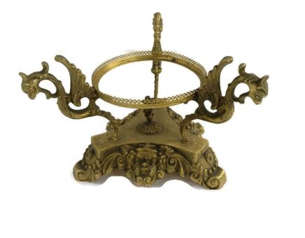 base for planter or Vase Ornate Brass  Angels Fish Vintage Modernist 
