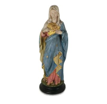 Neo Gothic Antique Statue Figurine Virgin Mary Holy Sacred heart Plaster Polychrome