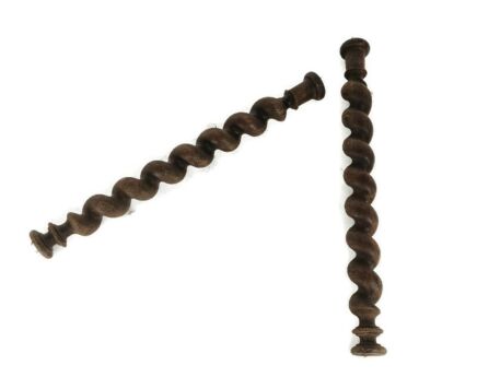 2 Reclaimed Solid Barley Twist Pieces Column Post Pillar Spiral Trim Salvaged 