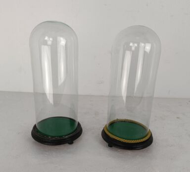 Couple antique Round Hand Blown Glass Domes Globes Steampunk Display 15.35" D 6.29"