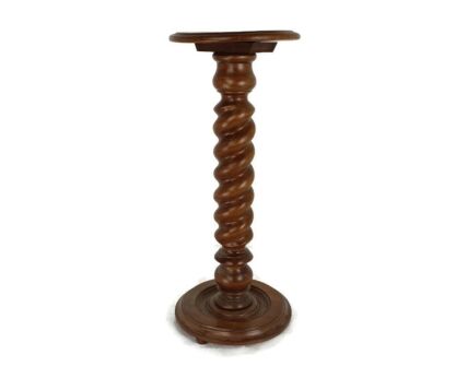 XL Barley Twist hand Carved twisted Wood Pedestal Plant Stand Vintage Barn Style Side Table