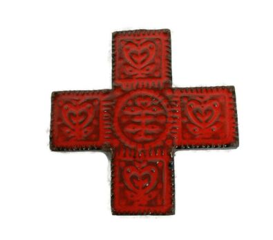 Mid Century Design Ceramic Modern Crucifix Ceramic  Abstract  Red era Amphora Tieberghien 