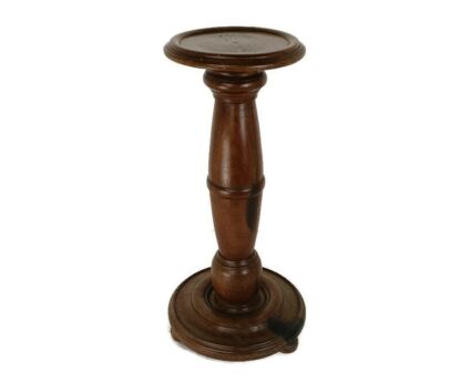 Large Robust Pedestal Plant stand Side Table Carved Wood Beautiful Barn Style Vintage