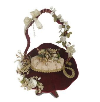 Antique Bridal Wedding Boucquet Chair Silk Flowers Red Flowers Hand Made Beautiful