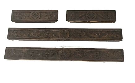 Antique set of 4  Antique Corbels Pediments Hand Carved WoodArchitectural Slats Reclaimed 