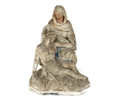 Statue Pieta  Plaster XL church chapel Our Lady of Sorrows Jesus Christ Madonna  Collector antique