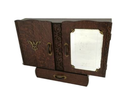 Art Deco Double Antique Medicine APothecary Cabinet Brass trim Kitchen Bathroom beautiful