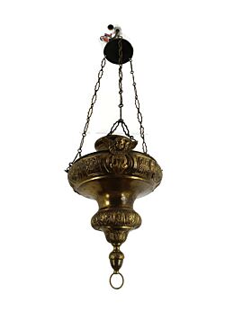 Antique French Brass  neo gothic Sanctuary lamp Church Ornate HTF 