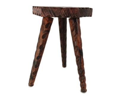 Spanish  Milking Stool Table Pedestal Plant Bonsai Stand  Carved Wood Barn Style