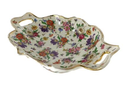 keralux Boch Freres Fruit Dish centerpiece vintage Fleurs de saxe modernist 