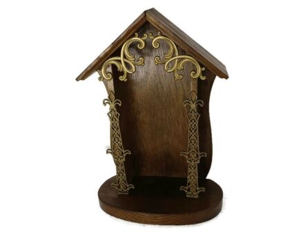 Chapel Niche for Statue   Vintage hand Carved wood Ormulu trim two toned Fleur de Lis France