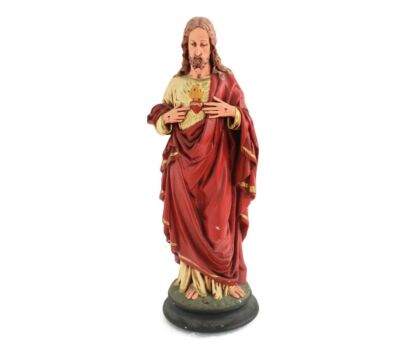 Statue Jesus Christ Savior Sacred Heart Holy Heart Plaster Antique neo Gothic Hand Painted