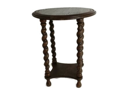 Large Round Barlety Twist side occasional coffee table carved wood vintage Two tier gorgeous 