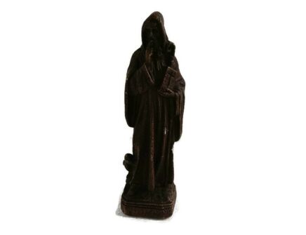 Vintage Statue Figurine St Saint Benedict of Nursia Raven Bible Plaster Gothic HTF 
