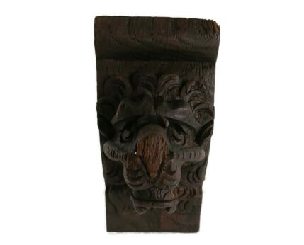Antique Corbel Hand Carved Wood Architectural reclaimed Lion Head Trim Salvaged 