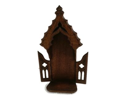 hand Carved Wooden Chapel Niche for Statue Gothic Style Standing Lovely Vintage