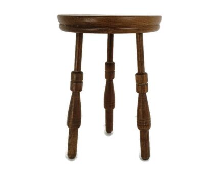 Milking Stool Vintage Carved Wood funky Very special legs Side Table Plant stand Barn style