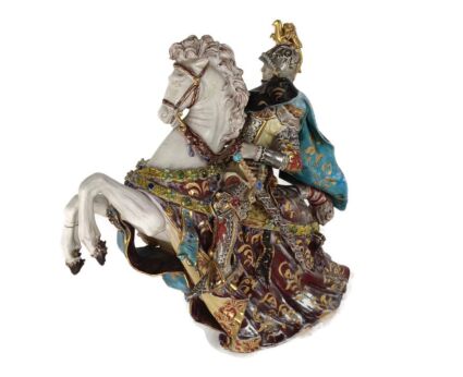 Statue Figurine patarino Italy Medieval Knight on horseback hand painted sculpture 