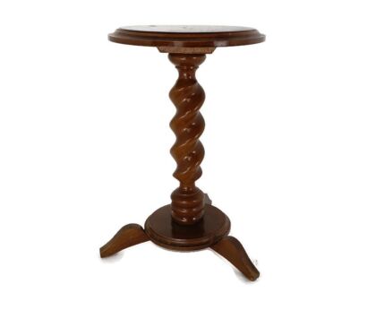 Vintage Hand Carved Wood barley Twist Very special legs  tripod Side Table Plant stand Barn style