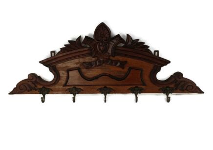 Antique hand carved ornate wooden Coat rack Kitchen rack Towel Rack Angel Hooks 