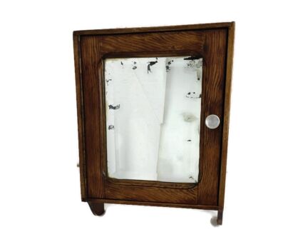 small antique medicine apothecary cabinet beveled glass wood hanging kitchen bathroom barn style