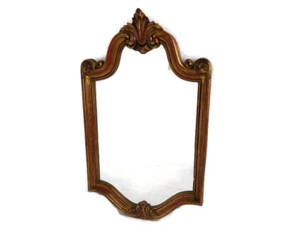 Ornate Mirror Resine Gold Gilded Ornate Hollywood regency style Shell Medium Height 
