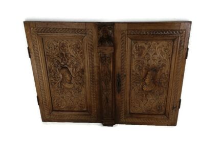 Pair Antique French hand Carved Wood Oak Door Panels Reclaimed Architectural  Breton Style WOW