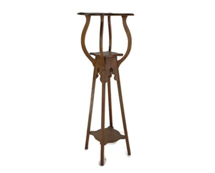 Art Nouveau Pedestal Plant stand Side table three Tier Japandi Antique Barn Country Wood