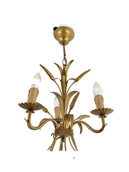 Hollywood Regency Chandelier 3 arm Lights  Leafs Iron Small Fixture 