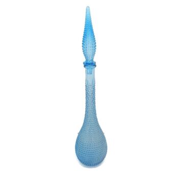 Empoli Italy Vintage Ar Glass Hobnails Blue Bottle Italian Decorative Pop Art Decorative