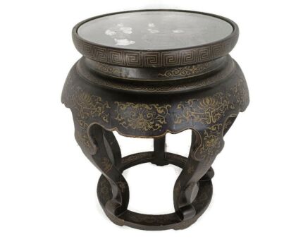 Chinese Antique Round Table Ornate Wood Carved wood Inlay Side Bonsai table Gorgeous