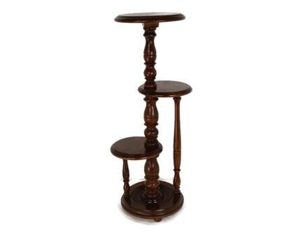 Vintage 3 Tier Pedestal Table Plant Stand Side Table Hand Carved wood  Farmhouse style