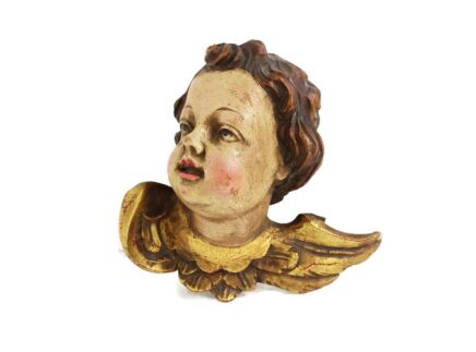 Angel Sculpture  Italian Wood Carving Statue   Wooden Archangel Figure Wallhanging Baroque 