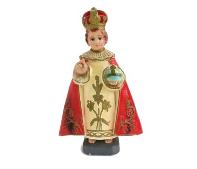 Statue Infant of Prague Infant Jesus Santo Nino Plaster Infant Child Antique