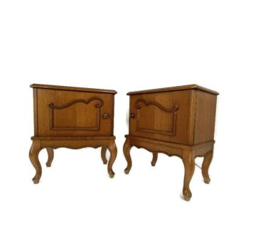 Pair Couple Vintage Nightstands End tables Mid Century Modern Wood Night stands