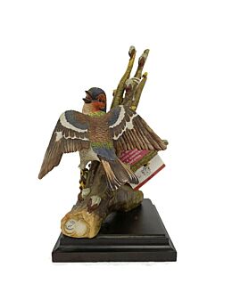 bird Porcelain Figurine on Wooden Base  Limited Edition Cesare Villari Capodimonte Italy