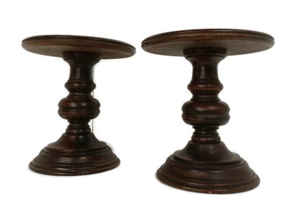 Pair Side Wine Display Table Pedestals  Plant Bonsai Flower Stands 70s 