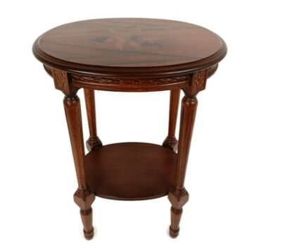 Oval Table Italian Inlay Gorgeous Wood Pedestal Two Tier Rare Modernist
