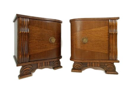 Pair Couple Antique Nightstands End tables Vanity Cabinets Jugendstil Dresser