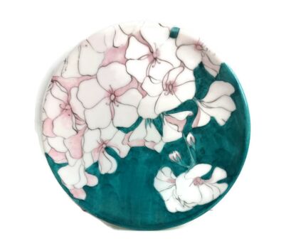 Vintage Ernestine Salerno hand Painted Breakfast Plate Pansy Blue Pattern very rare