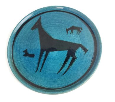 Art Deco Hand Painted Charger Decorative Plate Cateau Style Dog wall hanging