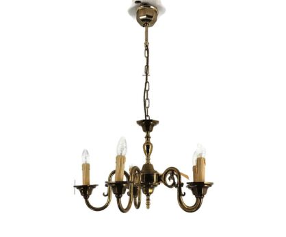 Brass Vintage Chandelier Massive 5 arms 5 lights Belgium  