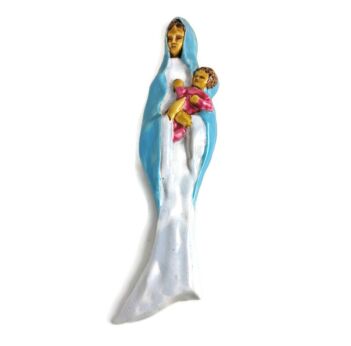 Ceramic Wall hanging Yang France Madonna Our Lady Virgin Mary with Infant Jesus Vintage