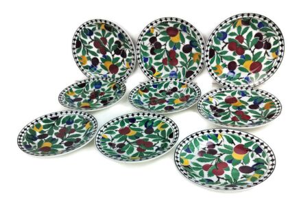 Art Nouveau Villeroy Boch Wallerfangen Saar Basin China 9 small plates  Plum Decor HTF 