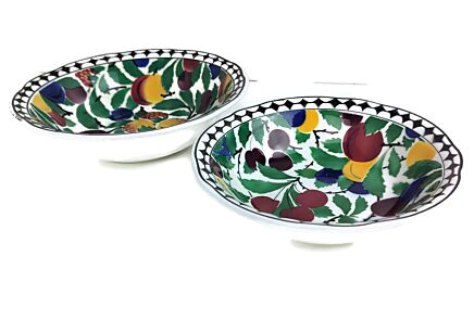 Art Nouveau Villeroy Boch Wallerfangen Saar Basin China  two Serving Dishes  Plum Decor HTF 