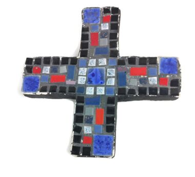Vintage  Modern wall hanging  Crucifix  small Mosaic tiles  
